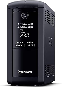 Cyberpower VP1000EILCD Value PRO 1000va/550w Tower LCD UPS, 6xIEC Outlets and AVR, Black