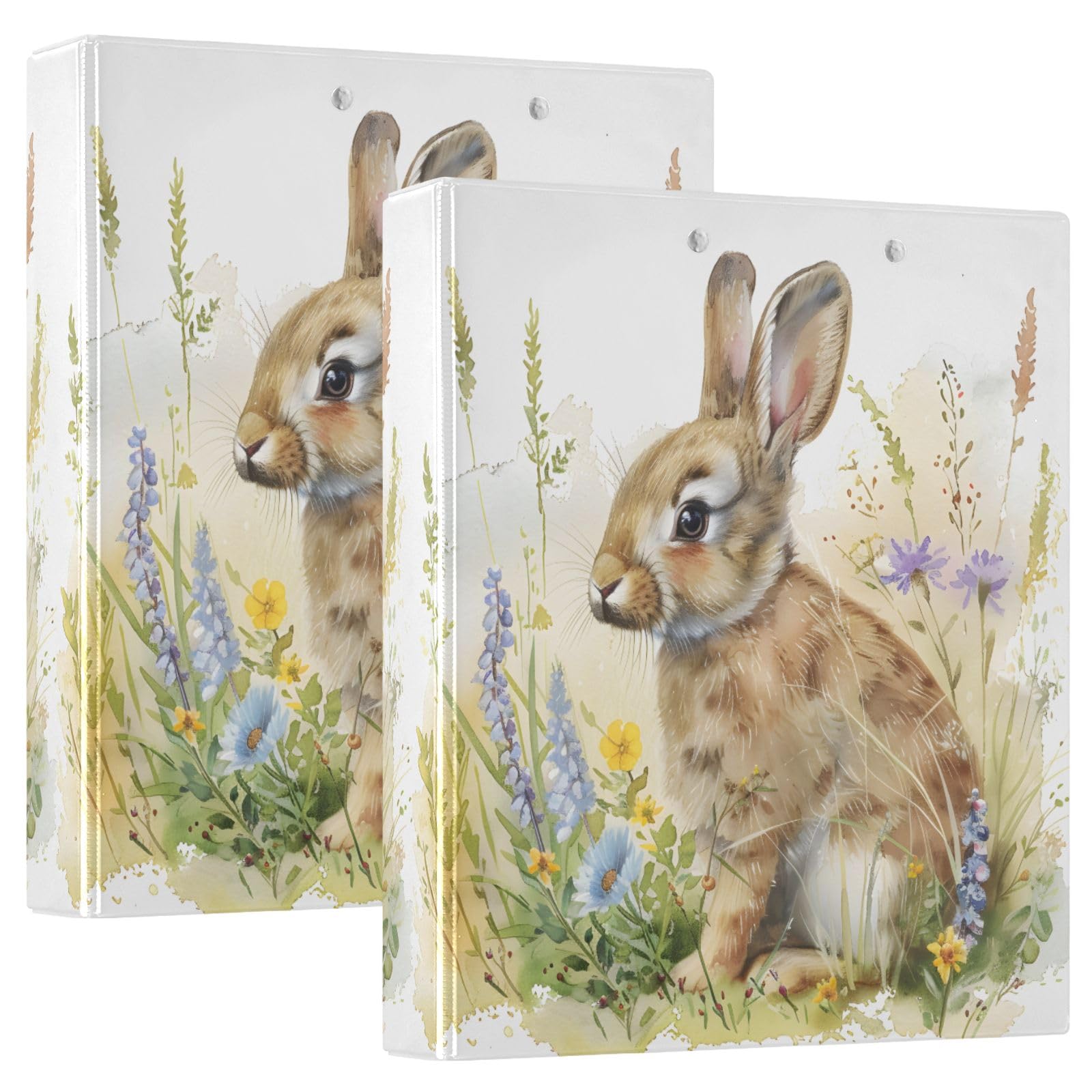 Classeur 3 Anneaux 3.8 Cm Motif Lapins - Capacité 200 Feuilles A4 - Poches Intérieures - Pour École Bureau Maison