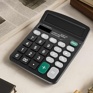 12-Digit Digital Calculator: Clear Display, Embedded Buffer Button & Auto Sleep | Essential for Offices & Schools (Black)