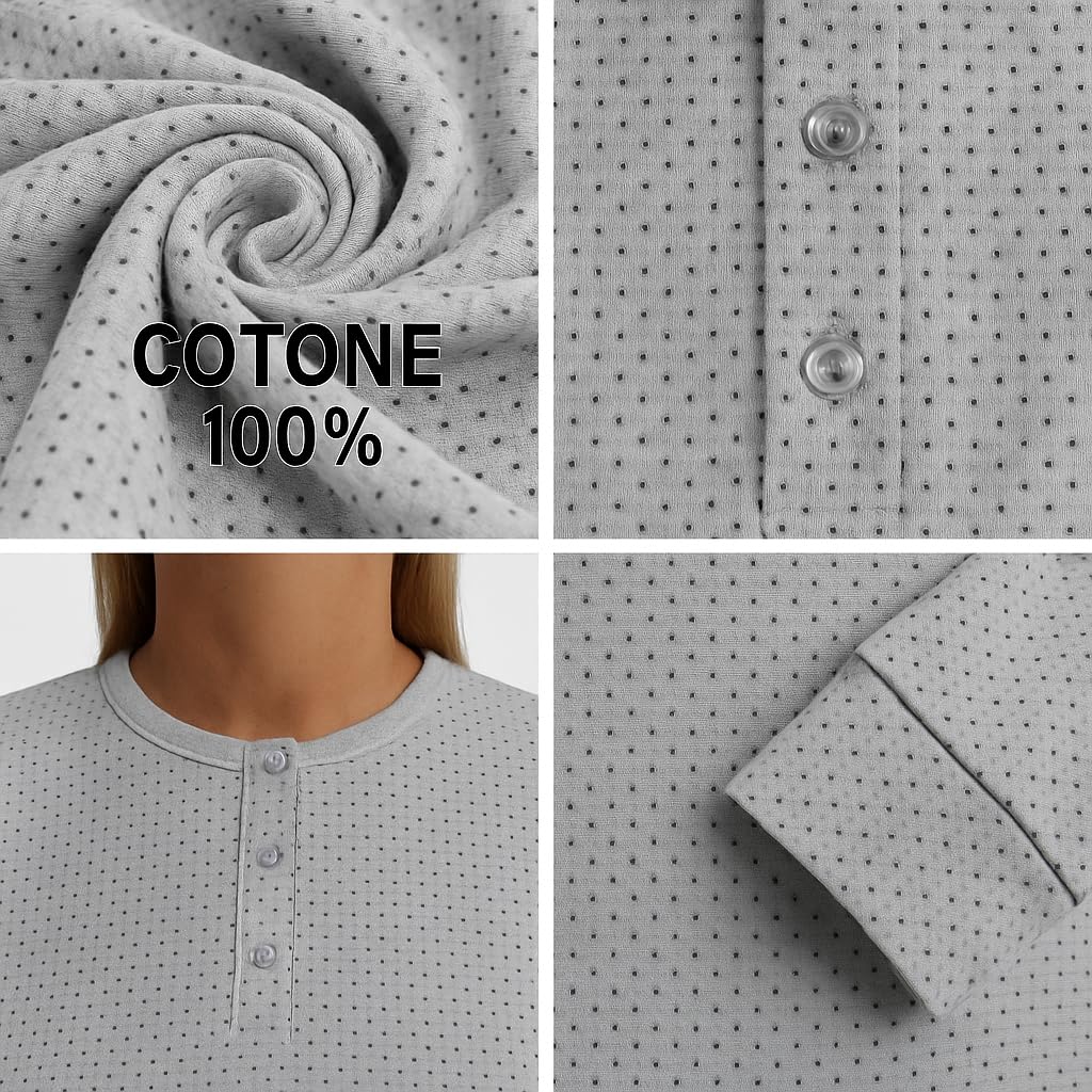Leedya Pigiama Donna Invernale 100% Cotone - Modal - Completo Lungo Manica Lunga con Bottoni o Polsini – Modelli Vari Colori a Fiori – Morbido e Confortevole per la Notte