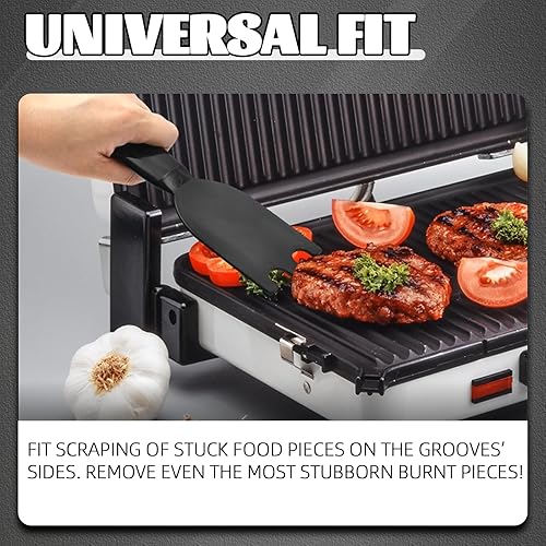 Vista 17 de TonGass Rascador de parrilla para parrillas de interior George Foreman y la mayoría de las otras parrillas interiores con ranuras, espátula