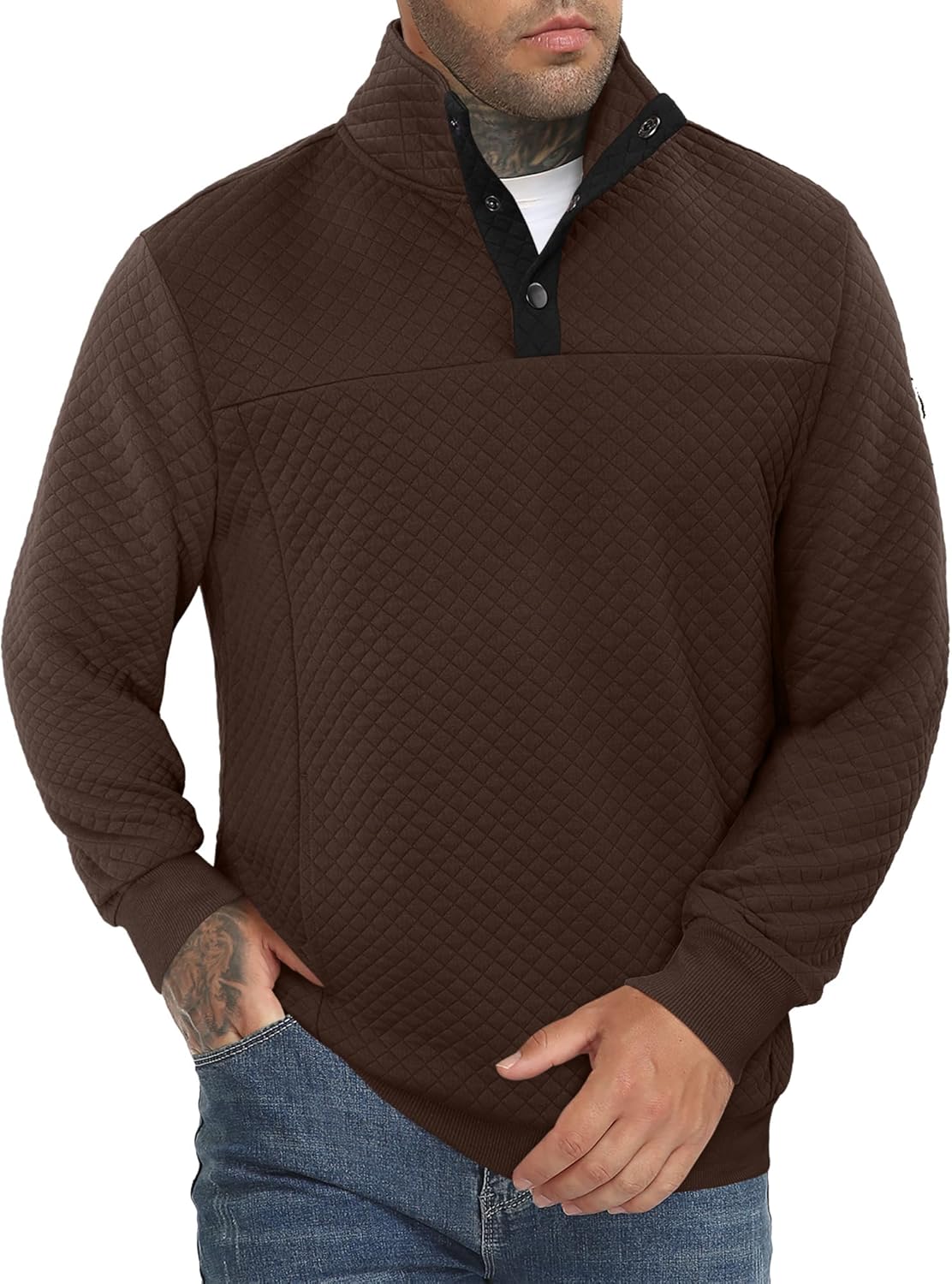 Mens Quilted Sweatshirt 2026 Casual Stylish Bomber Jacket Versatile Outfit S-2XL - Image 3