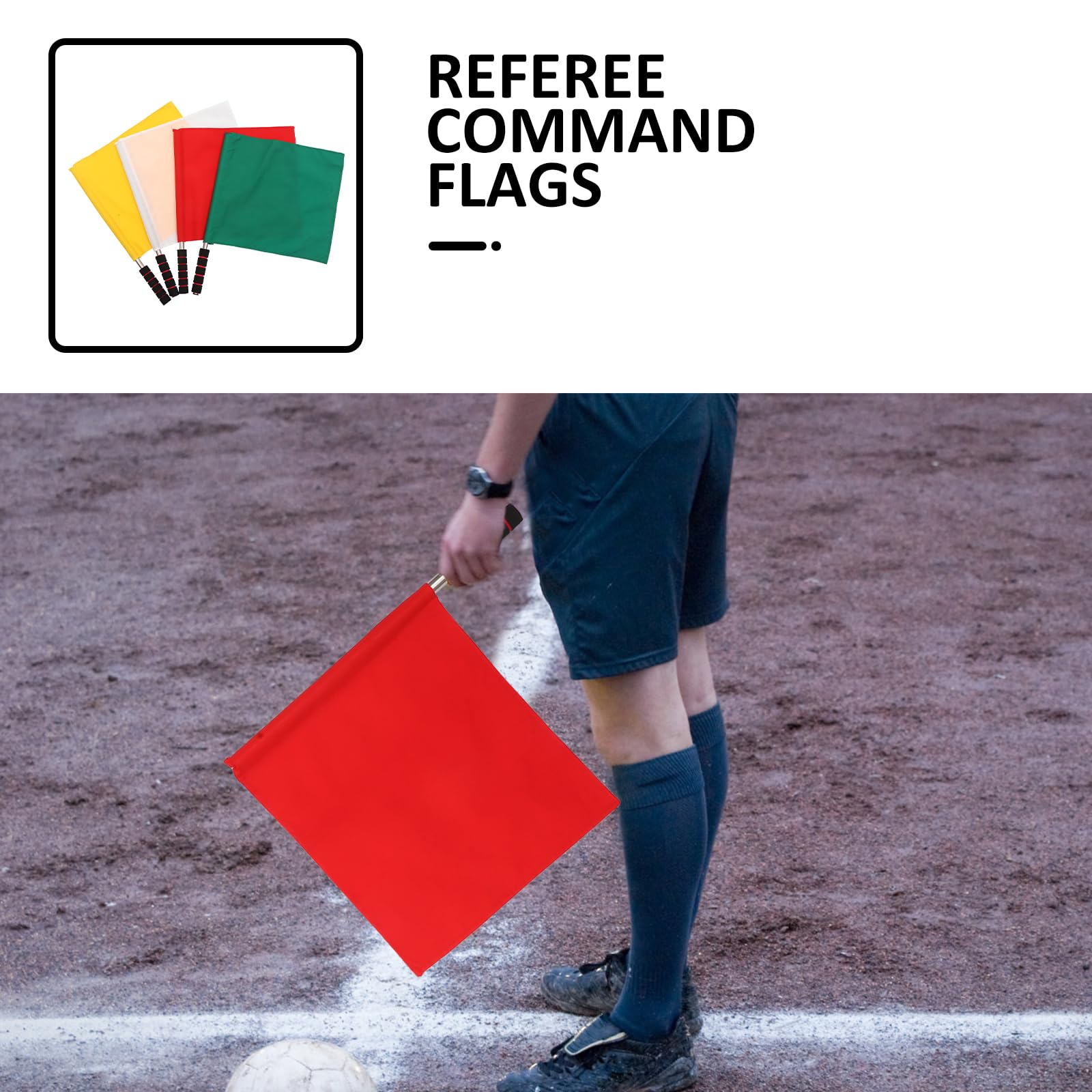 Veemoon 4pièces Drapeaux Arbitre Portatifs Lot Poignée Antidérapante Pour Signalisation Sportive Extérieur Drapeau Arbitre Football