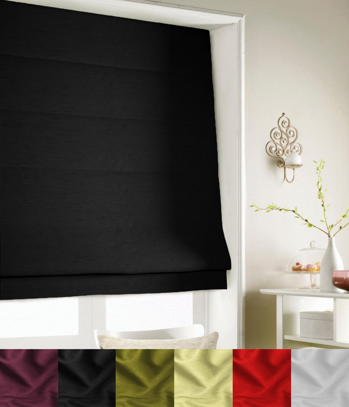 Faux Silk Roman Blind [Black] [180cm x 135cm]