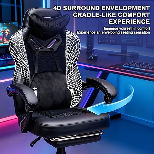 Miniatura 4 de Silla de juegos Pro, sillas ergonómicas para juegos para adultos y personas pesadas, silla reclinable de masaje para escritorio de oficina, silla