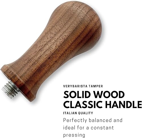 Miniatura 4 de Tamper de 2.100 in diseñado para adaptarse a cestas de precisión IMS de 2.126 in. Mango de madera y base de acero inoxidable apta para alimentos.