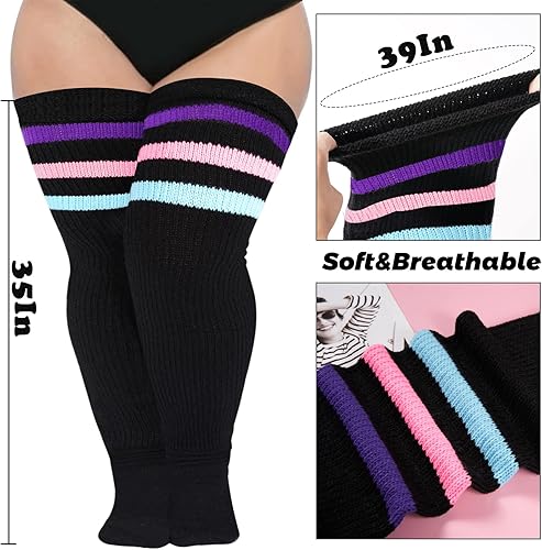 Miniatura 2 de Abodhu Calcetines altos hasta el muslo de talla grande para muslos gruesos para mujer, extra largos, ampliados, de punto grueso