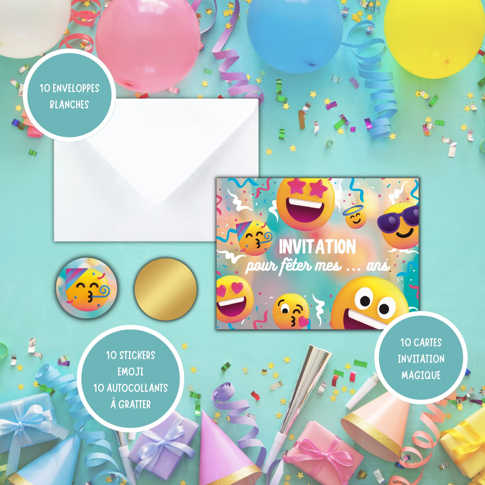 Kit Invitations Licorne à Gratter - 10 Cartes + Stickers - Anniversaire Enfant - Magik Moments - 7