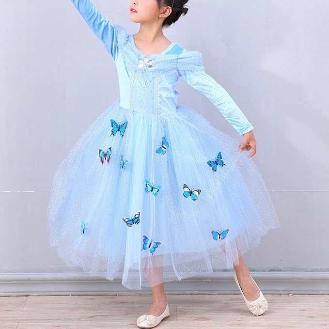 Amazon Co Jp シンデレラ プリンセス 子供ドレス 子どもドレス キッズ コスチューム ワンピース 長袖 ブルー おもちゃ