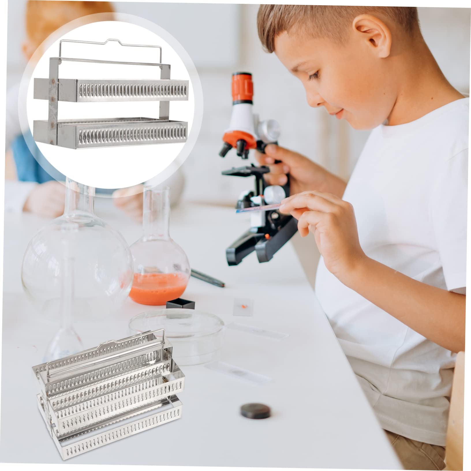 LABRIMP 2pezzi Per Vetrini Inossidabile Posizioni Rack Per Essiccazione Vetrini Microscopio Strumento Per Laboratori