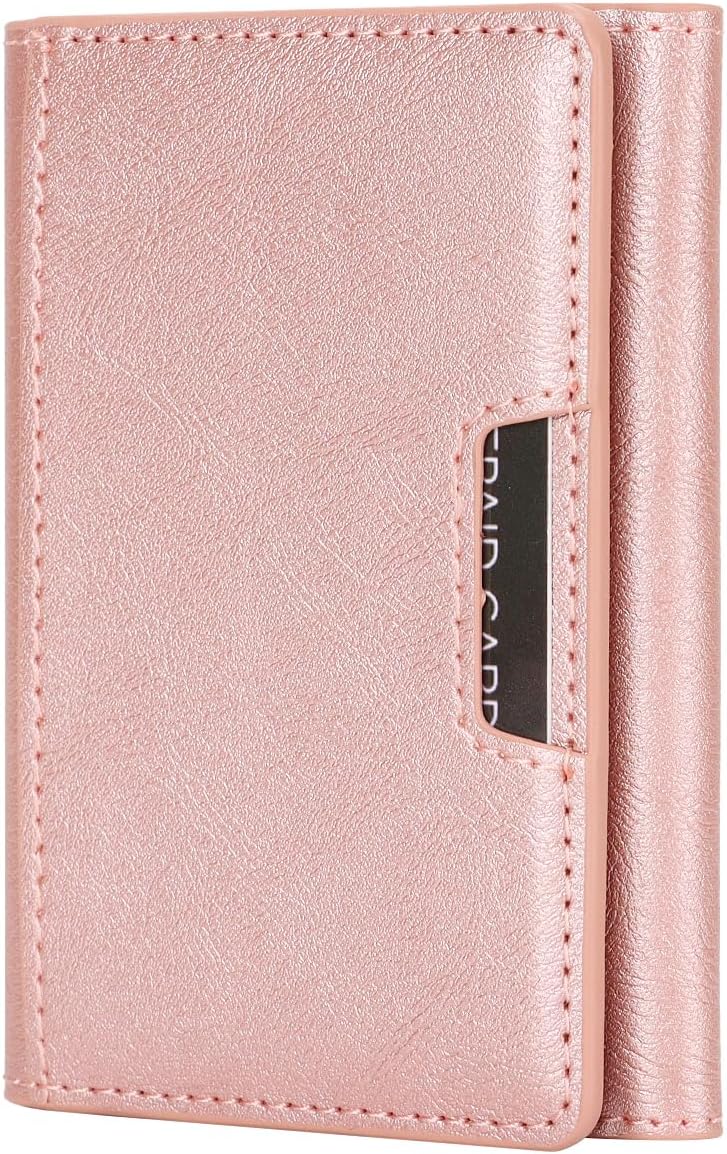 2-in-1 Protective Case for Samsung Galaxy S24 Ultra with Detachable Magnetic Wallet Card Holder Supports Magnetic Wireless Charging Premium PU Leather Bracket Function (Rose Gold)