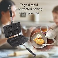 Vista 4 de Taiyaki - Molde para tartas con forma de pez, antiadherente para hacer gofres con mango largo, para hornear panqueques, molde para hacer panqueques