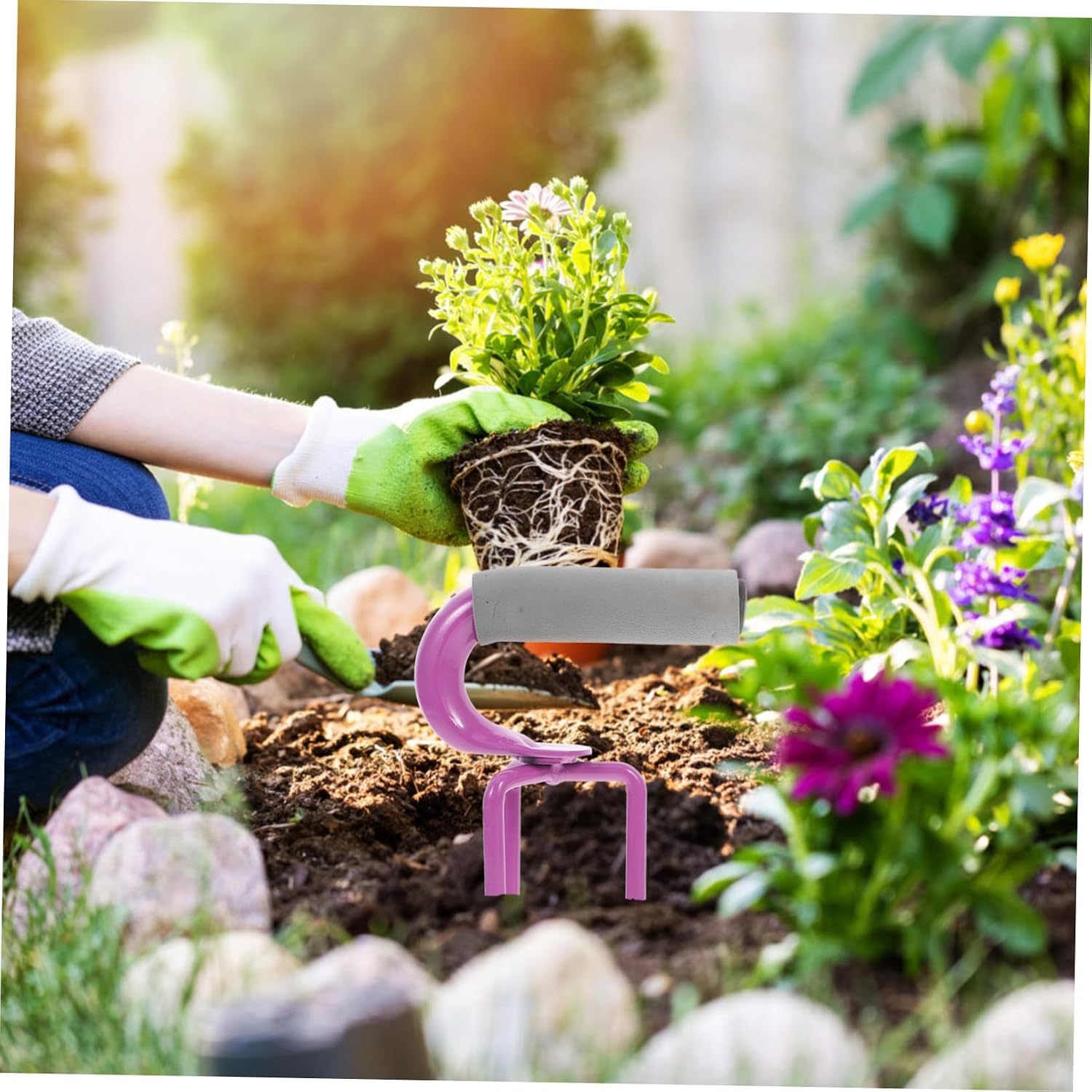 VICASKY Manual Tiller for Gardening Cultivator Tool for Loosening Soil Efficient Fork for Preparation and Digging for Planting and Aerating Soil