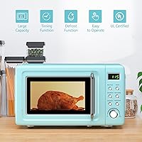 Vista 5 de Microondas retro Moccha, microondas compacto de 0.7 pies cúbicos, hornos de microondas de 700 vatios para encimera con 5 niveles de potencia