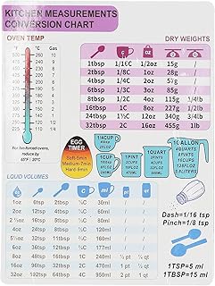 Kitchen Measurement Conversion Chart Magnet, Conversion Chart Decoration, Cooking Measurements for Food Measuring Weight, Liquid and Temperature (1
