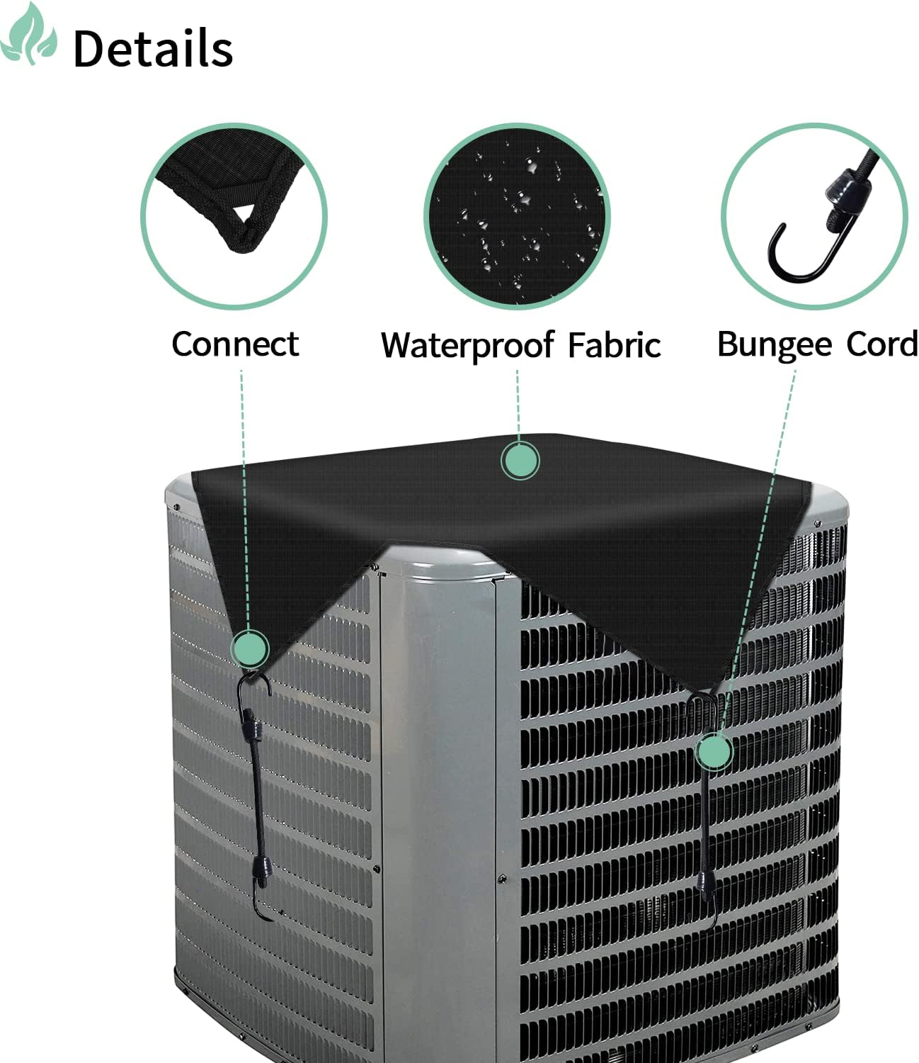 SunnyRoyal 28" X 28" Waterproof Air Conditioner Cover for Outside Units Central A/C Unit Cover Outdoor Winter AC Compressor Condenser Top Shade Cloth