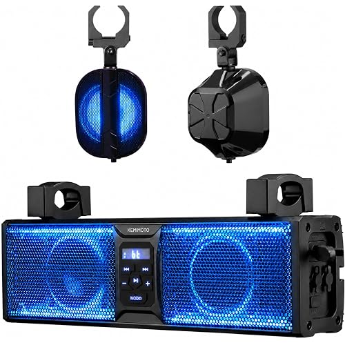 KEMIMOTO 17" UTV Sound Bar System 2.1CH with Dual Woofer RGB Lights EQ Mode