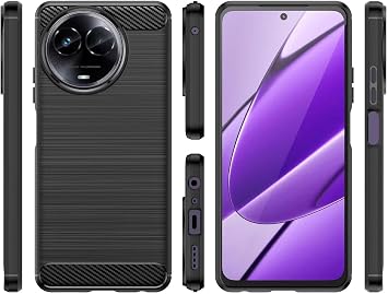 Case for Realme 11 5G Case, Realme 11x RMX3780 RMX3785 Case, Slim Thin Carbon Fiber TPU Rubber Protective Cases Anti-Scratch Shockproof Cover for Realme 11 5G Black