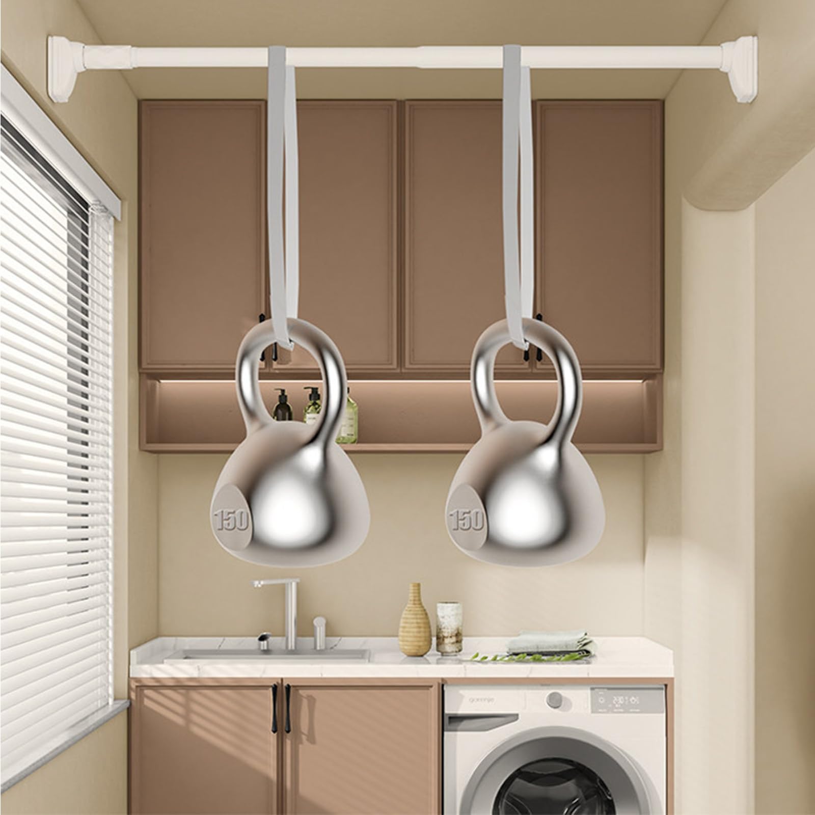 Tringle à rideau de douche sans perçage, 40-500 cm Extensible - Barre Telescopique Acier Inoxydable, Tringle à Rideau Télescopique pour Salle de Bain, antidérapante(Acier inoxydable,160-250cm)