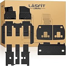 LASFIT Floor Mats & Backrest Mats & Cargo Mat for Kia Carnival 2026 2025 2024 2023 2022 (Only Fit Gas & 8 Seats), All Weather TPE Custom Fit Floor Liners Full Set Car Mats Trunk Mat Accessoires, Black