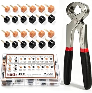 24 Pairs High Heel Replacement Tips,8-12.5mm 6 Sizes, U-Shape | Women Heel Shoes Repair Cap, Dowels Tips Pin Kit (6 Sizes, 2 Pins Diamete) With 6 Inch Stiletto Remove Pliers,Black Beige