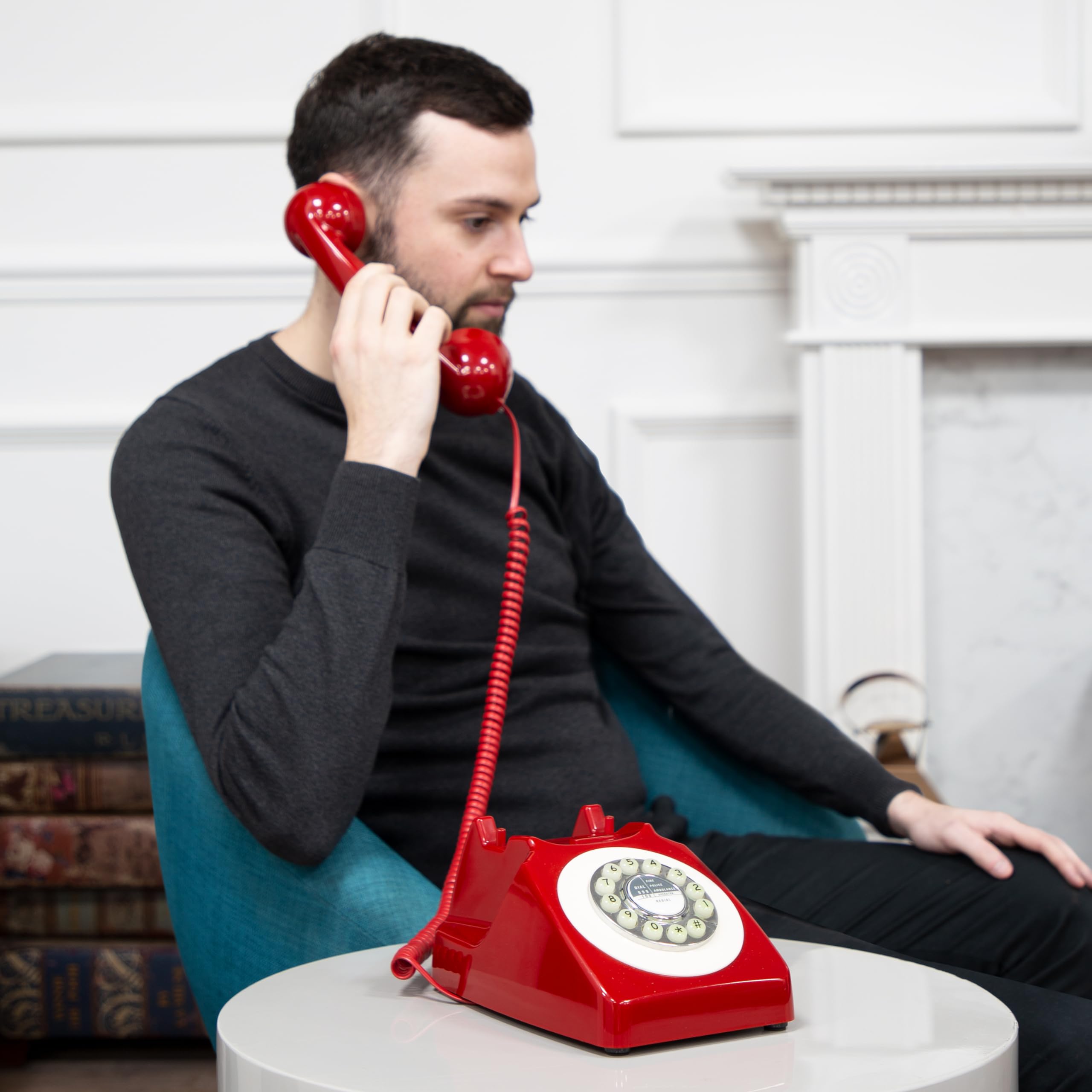 Benross 44510 Klassisches Telefon im Retro-Vintage-Stil, Rot