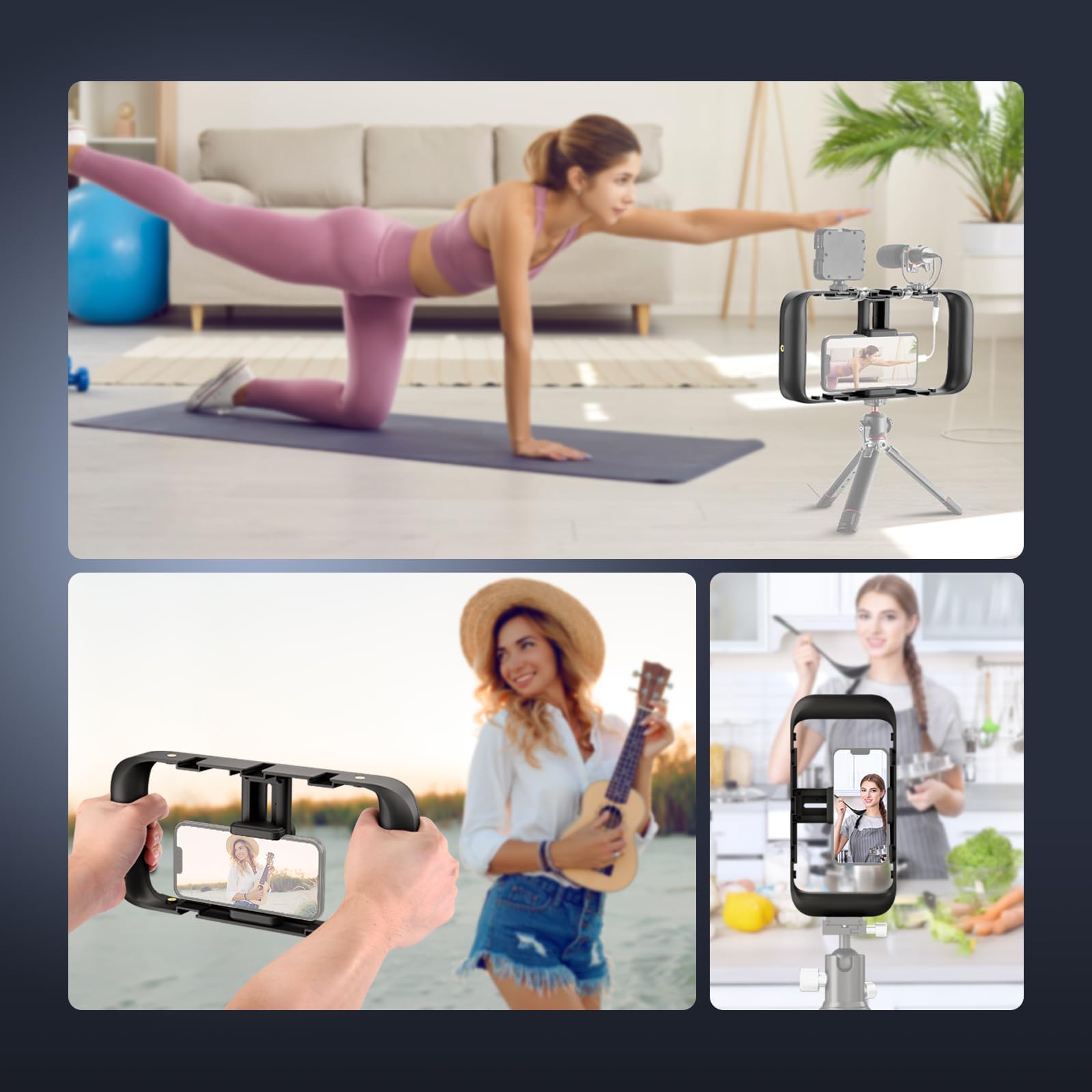NEEWER Klatka na telefon komórkowy Video Rig kompatybilna z iPhone Samsung Galaxy Android, uchwyt na telefon komórkowy stabilizator Cage z Cold Shoe i gwintem 1/4 cala do nagrywania wideo i filmów
