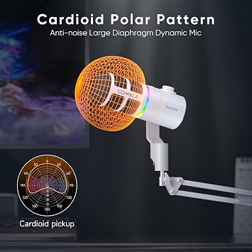 COMICA EJoy D10(A) USB Gaming Microphone Boom Arm Mic with Noise Cancellation, XLR/USB-C, Real-Time Monitoring, Muting, RGB Professional Studio Mic for Gaming, Streaming, Podcast, Recording (White)