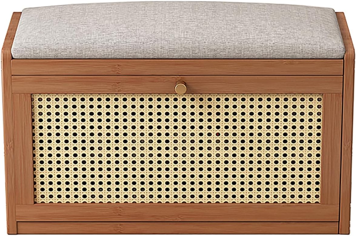 lirrebol Rattan Shoe Narrow Entryway Bench with