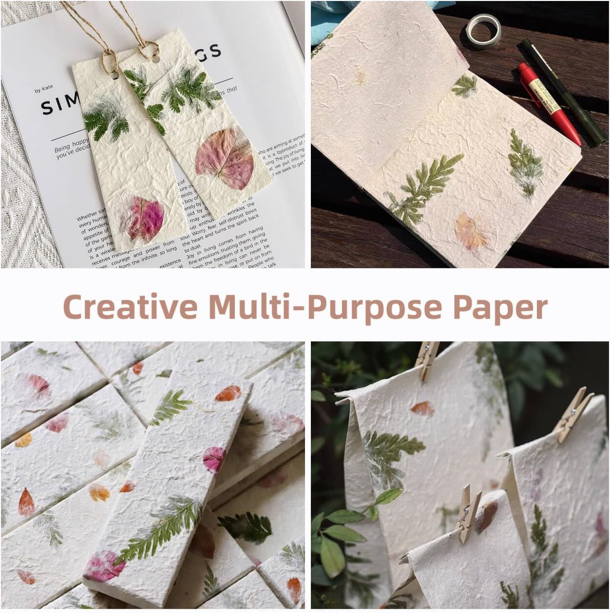 Handmade Botanical Craft Paper - 50 Sheets 5.8x8.27 Inch Art Paper for Watercolor,Wedding Invites,Scrapbooking - Vintage Textured Designs for DIY,Gift Wrapping & Cultural Projects (A5)