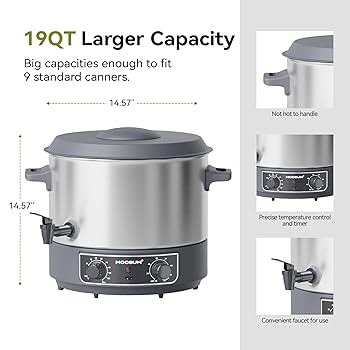 Olla Para Conservas MOOSUM 27L | Con Termostato Y Temporizador, Acero Inoxidable - Para Vino, Café Y Comida Caliente