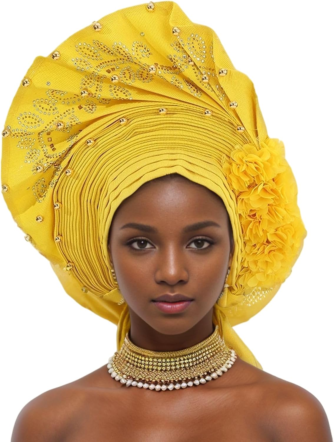 SYANKANGXIAO African Headtie Turban Cap for Women Nigeria ASO Oke Auto Gele Headwrap Wedding Party Headscarf