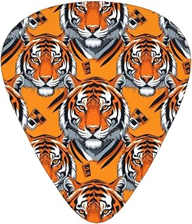 Striped Bengal Tiger Guitar Picks, 3 Different Thickness Celluloid Guitar Pick Plectrums Includes 0.46mm, 0.71mm, 0.96mm