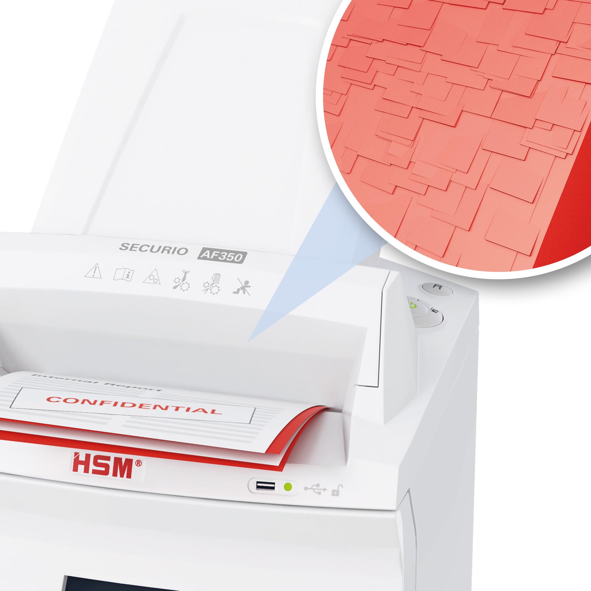 HSM SECURIO AF350 Office Autofeed niszczarka dokumentów, poziom bezpieczeństwa P4, cięcie cząstek, 350 arkuszy automatycznie, zgodna z RODO