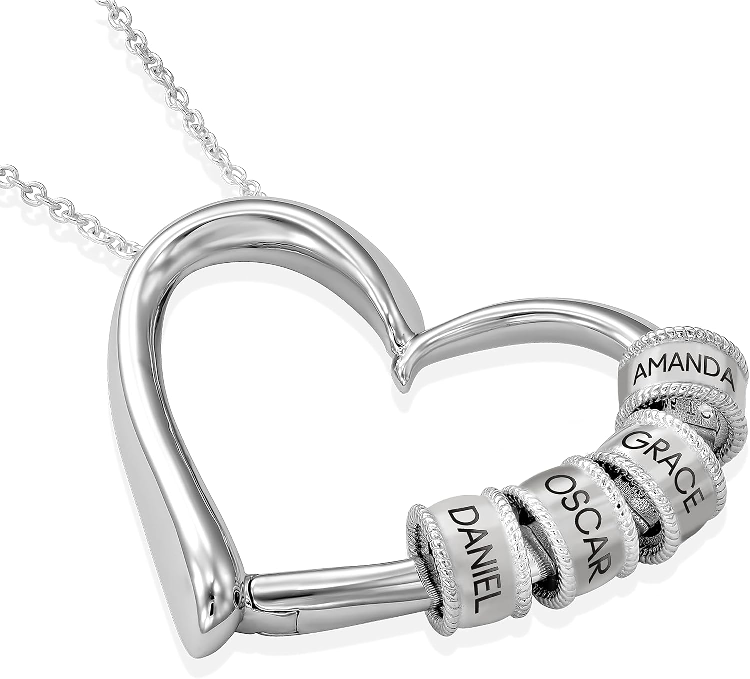 MyNameNecklace Personalized Charming Heart Necklace with Engraved Beads - Dainty Gift for Mom, Grandma, Her, Women - Custom Jewelry for Christmas - Image 8