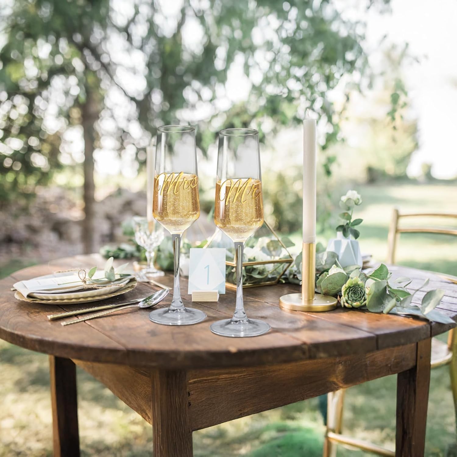 PARACITY Mr and Mrs Wedding Champagne Flutes Set of 2, Bride and Groom Champagne Glasses, Bridal Shower Gifts, Engagement Gift, 8.5oz/250ml - Image 7