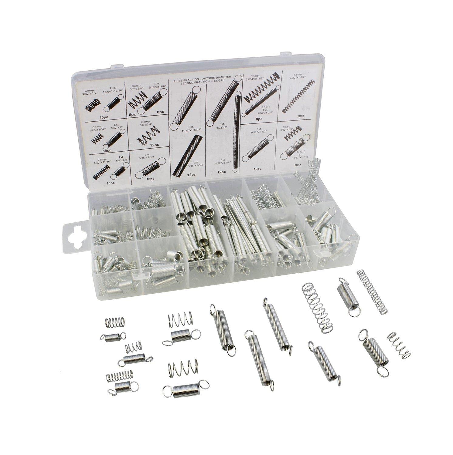 Compression & Ensemble d'assortiment de 200 pièces de ressorts d'extension, fil d'acier robuste - Kit de remplacement des ressorts de tension en métal-par défaut