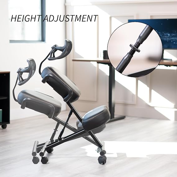 DRAGONN by VIVO Black Ergonomic Kneeling Chair, Back Support, DN-CH-K02B