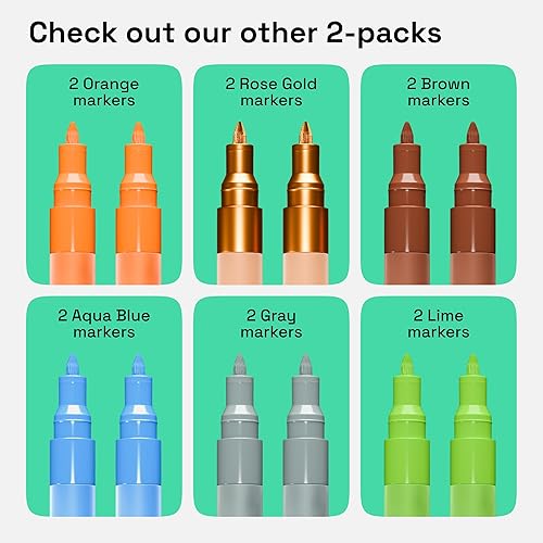 Miniatura 149 de ARTISTRO - 2 plumones de pintura acrílica blanca, punta media de 3 mm, perfectos para manualidades, proyectos de arte y más Blanco