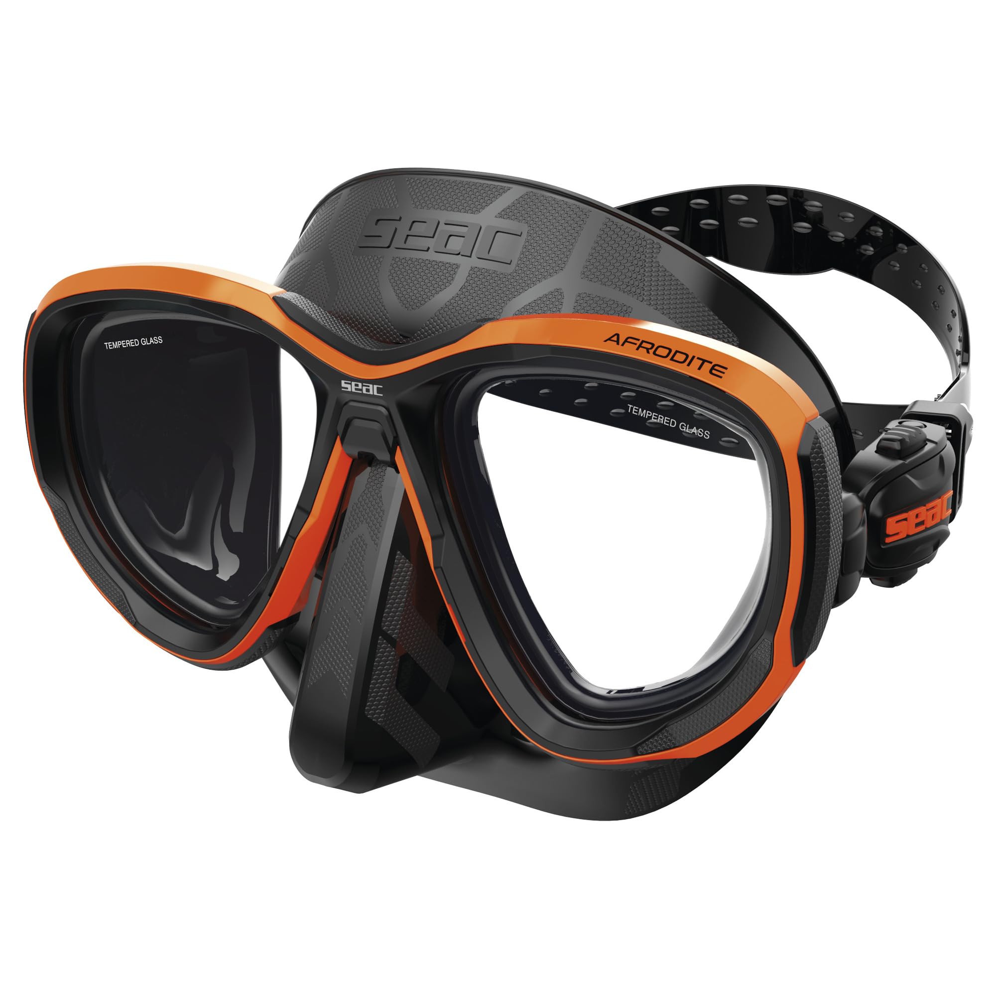 SEAC Afrodite, Masque de Plongée à Volume Réduit avec Verres Trempés 3 mm, Jupe Comfort en Silicone, Boucle 3D Réglable