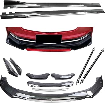 Toyota NHP Aqua 10 Series NHP10 NHP10H Compatible Front Bumper Spoiler Lip Spoiler Carbon 4-Split Side Skirt Rear Spoiler Sporty Style Cover Trim Upgrade Scratch Protection Protector Lightweight Aero