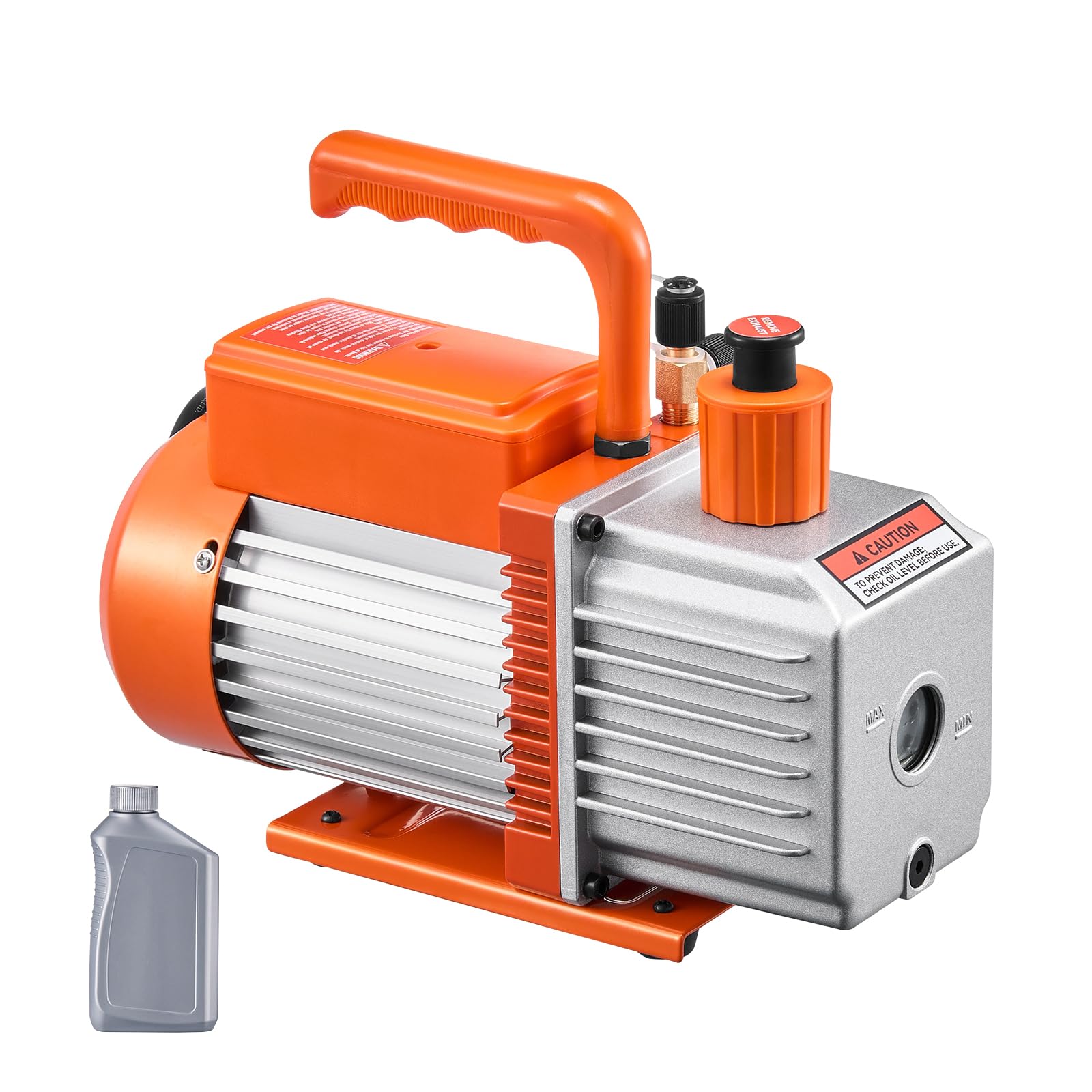 VEVOR Pompa per Vuoto 6 CFM, Pompa per Vuoto a Palette Rotanti 2 Stadio HVAC per Sistemi Kit Pompa per Vuoto AC per Auto con Contenitore per Olio per Manutenzione Aria Condizionata da Veicoli