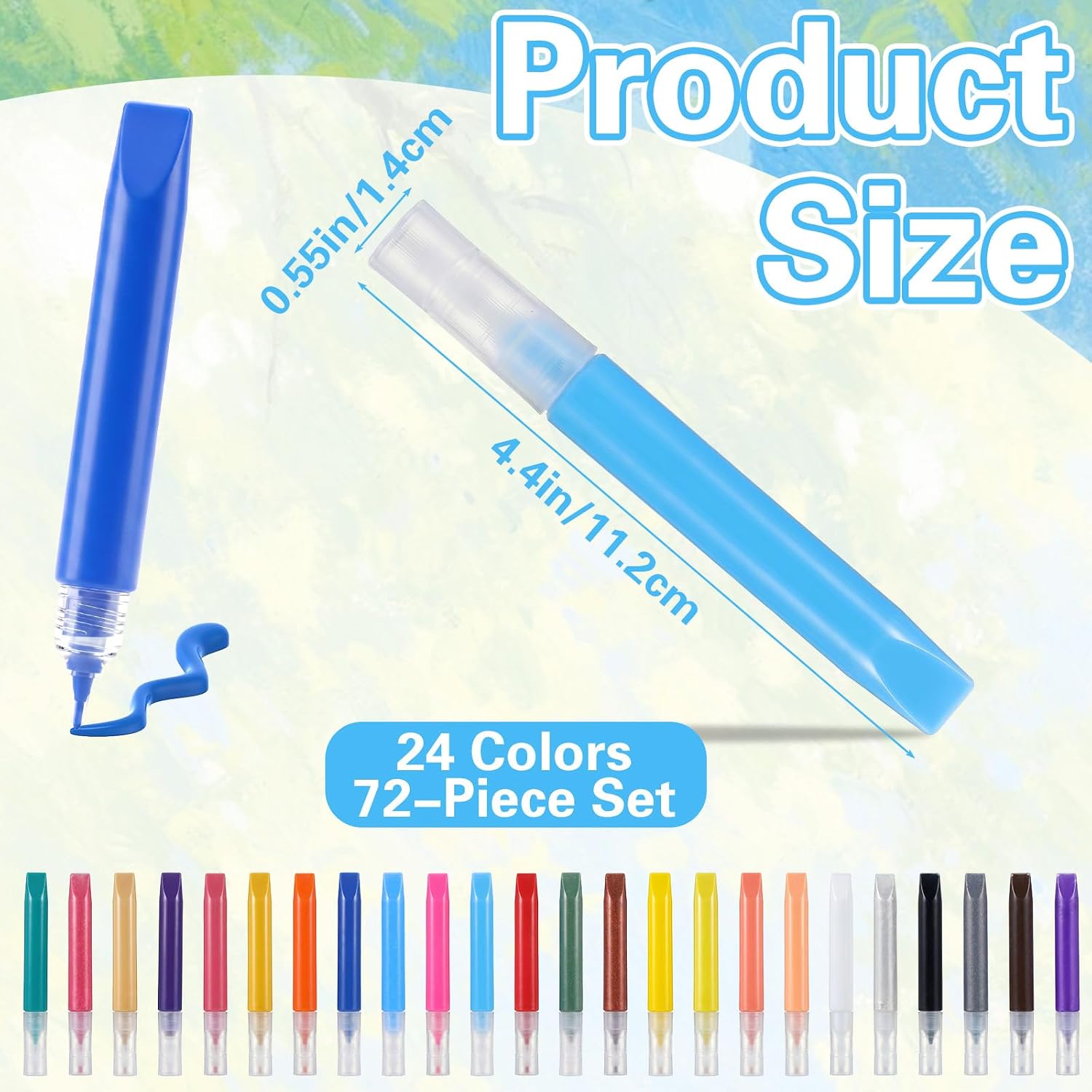 72 Pcs Suncatcher Paint Pens Set for Art, 24 Colors Stained Glass Paint Kit image 2
