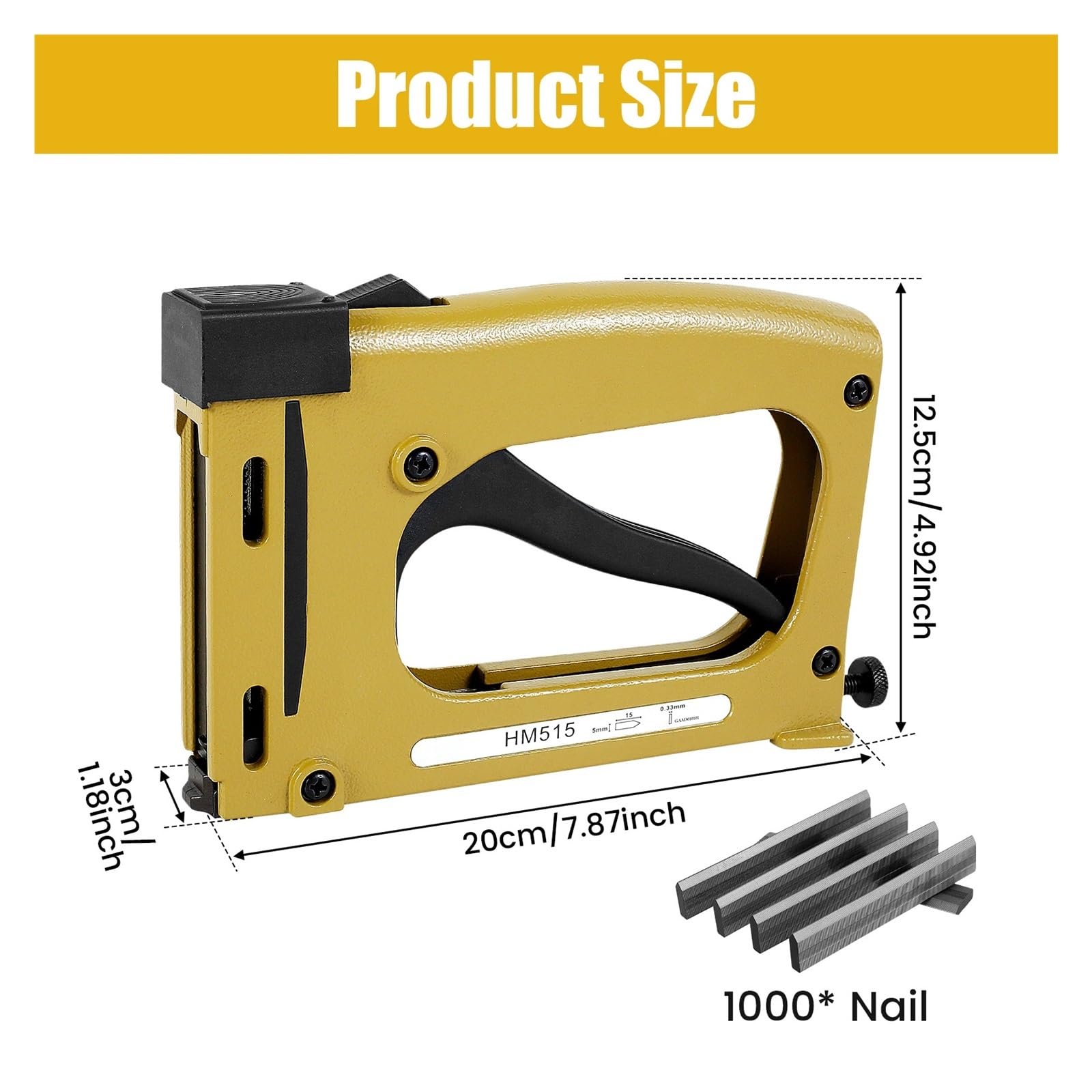 Pistolet do gwoździ, Frame Gun Nailer With 1000 Pieces Nails Manual Flex Point Stapler Framing Pin Picture Driver Tool