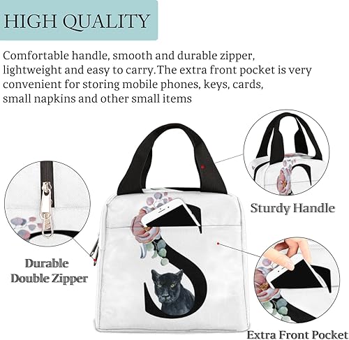 Miniatura 2 de Bolsa de almuerzo con inicial S, bonita bolsa de almuerzo aislada, reutilizable, para adultos, mujeres, hombres, trabajo, pesca, playa, picnic,