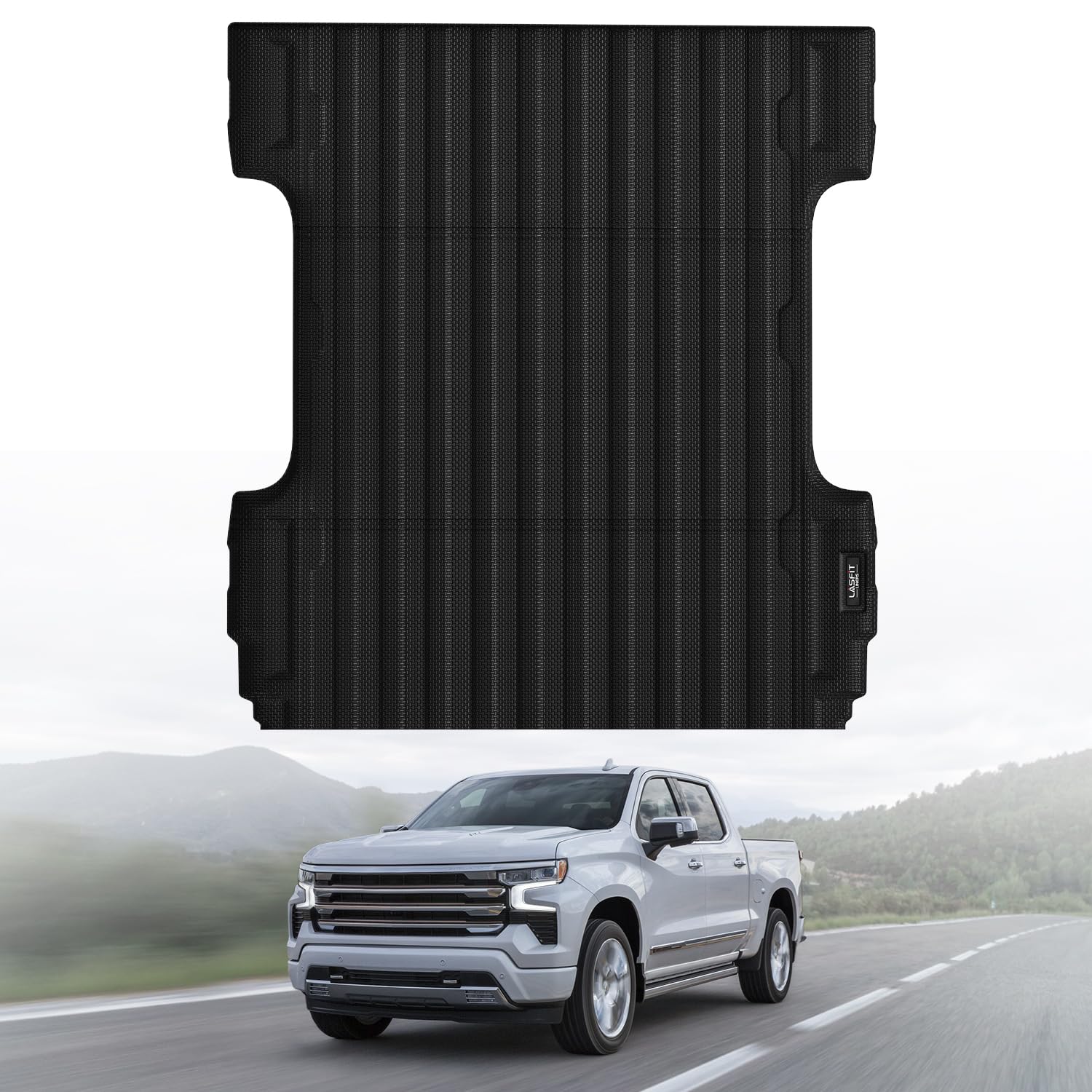 LASFIT Truck Bed Mat 2007-2018 (Only Fit 5.8 FT Bed, Not Fit 6.5FT/8.1FT Bed) for Chevrolet Silverado/GMC Sierra 1500, All Weather TPE Custom Fit Bed Liner, 2007 New Body Only, 1PC Black