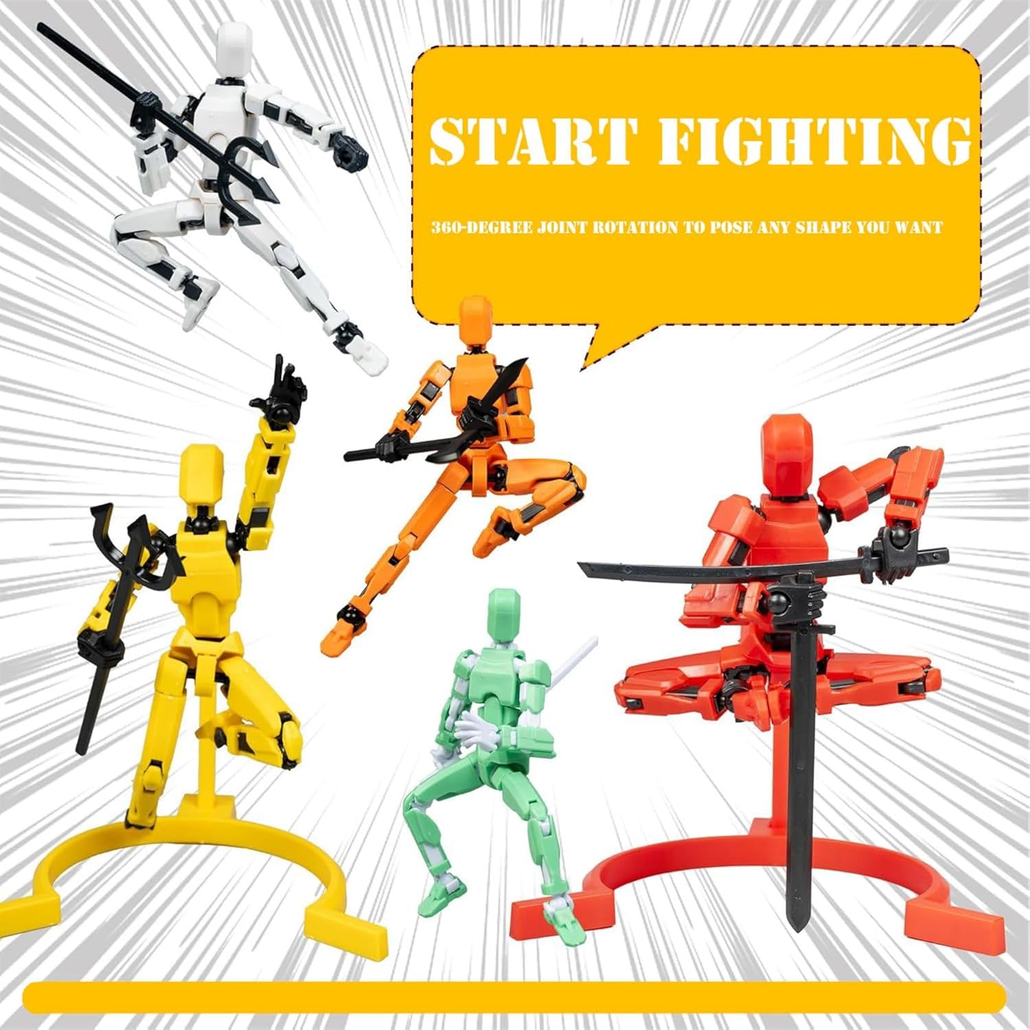 Dummy 13 Assembly Complete Action Figure with Display Stand,Luck 13 Multi-Jointed Articulated Model with Magnetic Base, Interchangeable Hands & Weapon Accessories for Desk Display, Titan 13, 3 Pces