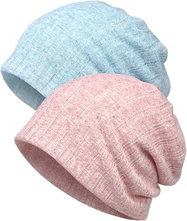 AWAYTR Women Beanie Chemo Hats - Scarf Cap Headwear Turban Cancer Hats, 2 PCS