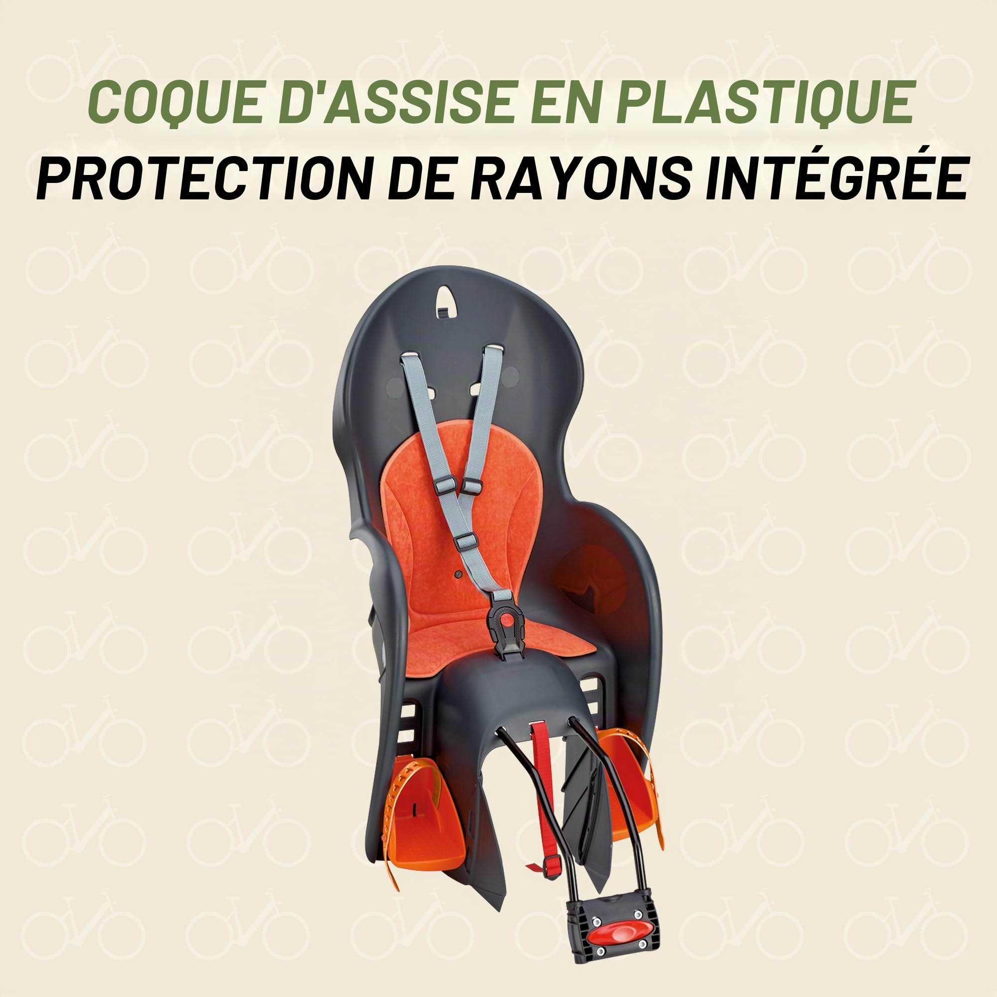 Prophete Siège Enfant de Sécurité pour l'arrière du Vélo Taille 5 Gris/Orange