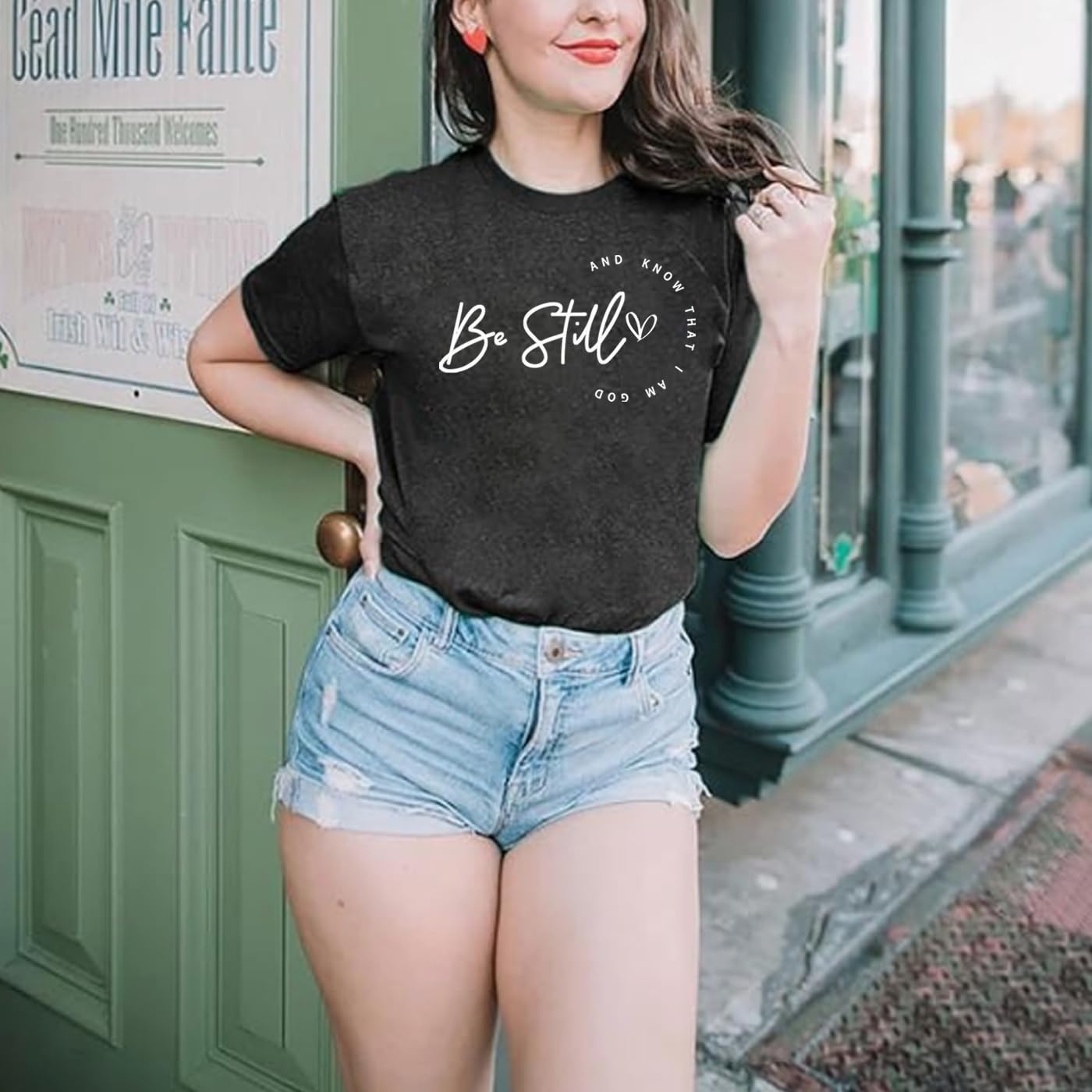 Christian Shirt Women Be Still and Know T-Shirt Inspirational Jesus Faith Graphic Short Sleeve Casual Tee Tops - Image 4